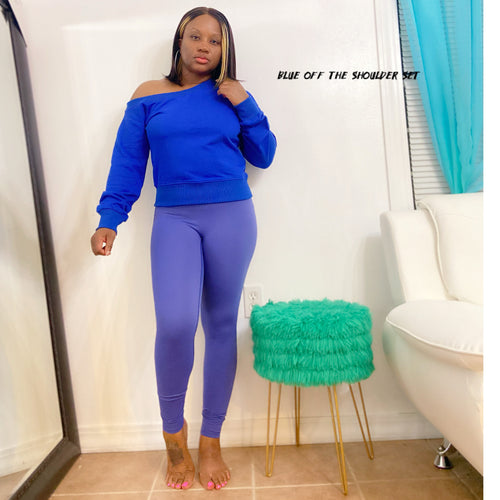 Off the shoulder set blue